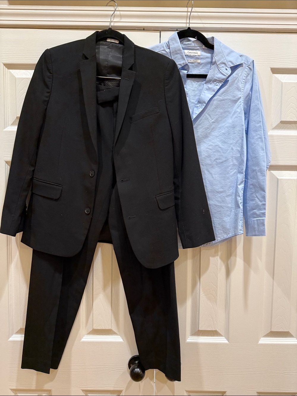 Calvin Klein Black Suit Set with Light Blue Shirt